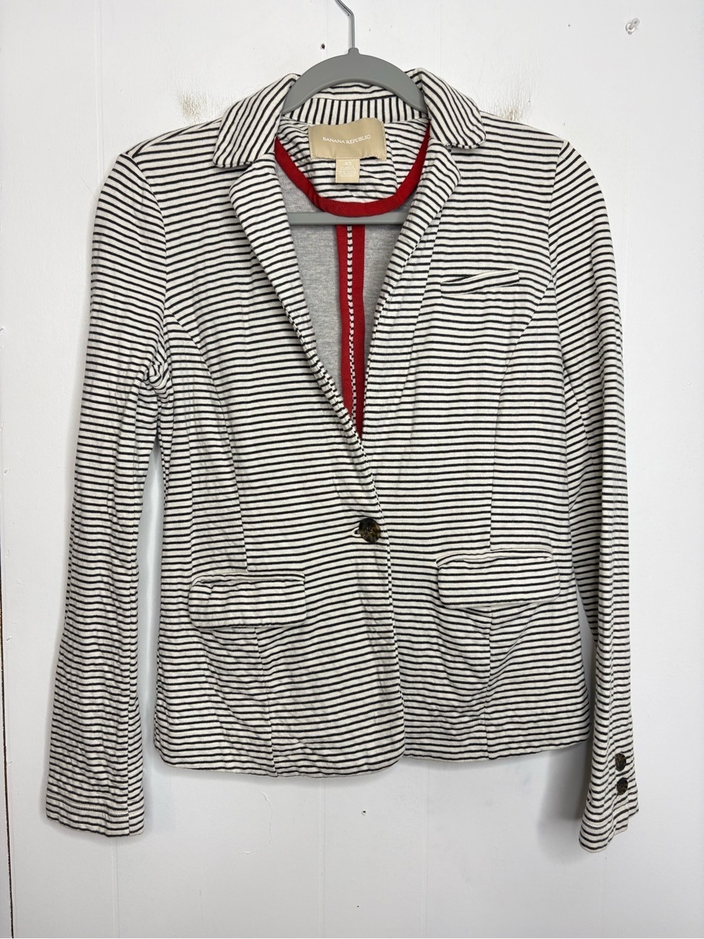Banana Republic Blazer Womens XS One Button Striped Ponte Stretch Unlined Work